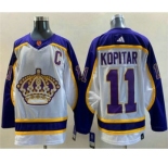 Men's Los Angeles Kings #11 Anze Kopitar White 2022 Reverse Retro Stitched Jersey