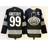 Men's Los Angeles Kings #99 Wayne Gretzky Black With C Patch Alternate Stitched Hockey Jersey