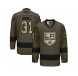 Men's Reebok Los Angeles Kings #31 Peter Budaj Authentic Green Salute to Service NHL Jersey