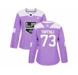 Women Adidas Los Angeles Kings #73 Tyler Toffoli Purple Authentic Fights Cancer Stitched NHL Jersey