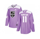 Youth Adidas Los Angeles Kings #11 Anze Kopitar Purple Authentic Fights Cancer Stitched NHL Jersey