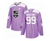 Youth Adidas Los Angeles Kings #99 Wayne Gretzky Purple Authentic Fights Cancer Stitched NHL Jersey