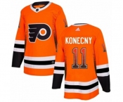 Adidas Philadelphia Flyers #11 Travis Konecny Authentic Orange Drift Fashion NHL Jersey