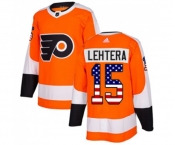 Adidas Philadelphia Flyers #15 Jori Lehtera Authentic Orange USA Flag Fashion NHL Jersey