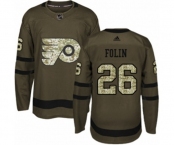 Adidas Philadelphia Flyers #26 Christian Folin Authentic Green Salute to Service NHL Jersey