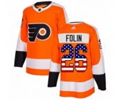 Adidas Philadelphia Flyers #26 Christian Folin Authentic Orange USA Flag Fashion NHL Jersey