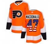 Adidas Philadelphia Flyers #47 Andrew MacDonald Authentic Orange USA Flag Fashion NHL Jersey