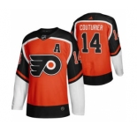 Men's Philadelphia Flyers #14 Sean Couturier Orange 2020-21 Reverse Retro Alternate Hockey Jersey