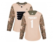 Women Adidas Philadelphia Flyers #1 Bernie Parent Camo Authentic 2017 Veterans Day Stitched NHL Jersey