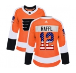 Women Adidas Philadelphia Flyers #12 Michael Raffl Authentic Orange USA Flag Fashion NHL Jersey