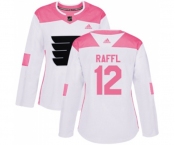Women Adidas Philadelphia Flyers #12 Michael Raffl Authentic White Pink Fashion NHL Jersey