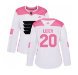 Women Adidas Philadelphia Flyers #20 Taylor Leier Authentic White Pink Fashion NHL Jersey