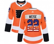 Women Adidas Philadelphia Flyers #22 Dale Weise Authentic Orange USA Flag Fashion NHL Jersey