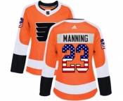 Women Adidas Philadelphia Flyers #23 Brandon Manning Authentic Orange USA Flag Fashion NHL Jersey