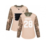 Women Adidas Philadelphia Flyers #28 Claude Giroux Camo Authentic 2017 Veterans Day Stitched NHL Jersey