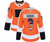 Women Adidas Philadelphia Flyers #3 Radko Gudas Authentic Orange USA Flag Fashion NHL Jersey