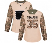 Women Adidas Philadelphia Flyers #35 Dustin Tokarski Authentic Camo Veterans Day Practice NHL Jersey