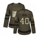 Women Adidas Philadelphia Flyers #40 Jordan Weal Authentic Green Salute to Service NHL Jersey