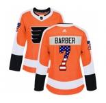 Women Adidas Philadelphia Flyers #7 Bill Barber Authentic Orange USA Flag Fashion NHL Jersey