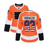 Women Adidas Philadelphia Flyers #93 Jakub Voracek Authentic Orange USA Flag Fashion NHL Jersey