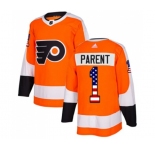 Youth Adidas Philadelphia Flyers #1 Bernie Parent Authentic Orange USA Flag Fashion NHL Jersey