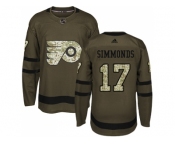 Youth Adidas Philadelphia Flyers #17 Wayne Simmonds Green Salute to Service Stitched NHL Jersey