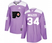 Youth Adidas Philadelphia Flyers #34 Petr Mrazek Authentic Purple Fights Cancer Practice NHL Jersey