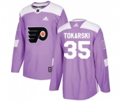 Youth Adidas Philadelphia Flyers #35 Dustin Tokarski Authentic Purple Fights Cancer Practice NHL Jersey