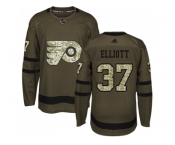 Youth Adidas Philadelphia Flyers #37 Brian Elliott Green Salute to Service Stitched NHL Jersey