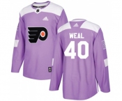 Youth Adidas Philadelphia Flyers #40 Jordan Weal Authentic Purple Fights Cancer Practice NHL Jersey