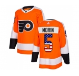 Youth Adidas Philadelphia Flyers #5 Samuel Morin Authentic Orange USA Flag Fashion NHL Jersey
