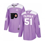 Youth Adidas Philadelphia Flyers #51 Valtteri Filppula Authentic Purple Fights Cancer Practice NHL Jersey