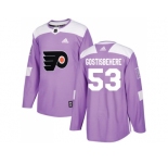 Youth Adidas Philadelphia Flyers #53 Shayne Gostisbehere Purple Authentic Fights Cancer Stitched NHL Jersey