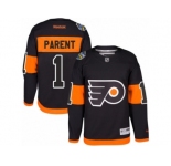 Youth Reebok Philadelphia Flyers #1 Bernie Parent Authentic Black 2017 Stadium Series NHL Jersey
