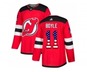 Men Adidas New Jersey Devils #11 Brian Boyle Red Home Authentic USA Flag Stitched NHL Jersey