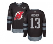 Men Adidas New Jersey Devils #13 Nico Hischier Black 1917-2017 100th Anniversary Stitched NHL Jersey