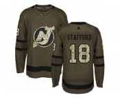 Men Adidas New Jersey Devils #18 Drew Stafford Green Salute to Service Stitched NHL Jersey