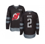 Men Adidas New Jersey Devils #2 John Moore Black 1917-2017 100th Anniversary Stitched NHL Jersey