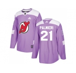 Men Adidas New Jersey Devils #21 Kyle Palmieri Purple Authentic Fights Cancer Stitched NHL Jersey