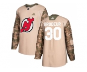 Men Adidas New Jersey Devils #30 Martin Brodeur Camo Authentic 2017 Veterans Day Stitched NHL Jersey