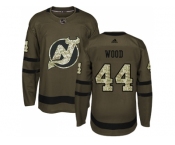 Men Adidas New Jersey Devils #44 Miles Wood Green Salute to Service Stitched NHL Jersey