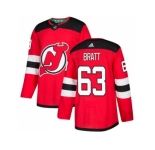 Men Adidas New Jersey Devils #63 Jesper Bratt Red Home Authentic Stitched NHL Jersey