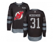 Men's Adidas New Jersey Devils #31 Scott Wedgewood Authentic Black 1917-2017 100th Anniversary NHL Jersey