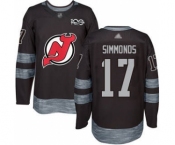 Men's Devils #17 Wayne Simmonds Black 1917-2017 100th Anniversary Stitched Hockey Jersey