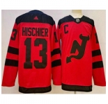 Men's New Jersey Devils #13 Nico Hischier Red 2024 Stadium Series Authentic Jersey
