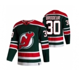 Men's New Jersey Devils #30 Martin Brodeur Green 2020-21 Reverse Retro Alternate Hockey Jersey
