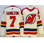 Men's New Jersey Devils #7 Dougie Hamilton White 2022 Reverse Retro Authentic Jersey