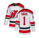 New Jersey Devils #1 Keith Kinkaid Premier White Alternate Hockey Jersey