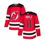 New Jersey Devils #11 Brian Boyle Authentic Red Drift Fashion Hockey Jersey