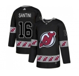 New Jersey Devils #16 Steve Santini Authentic Black Team Logo Fashion Hockey Jersey